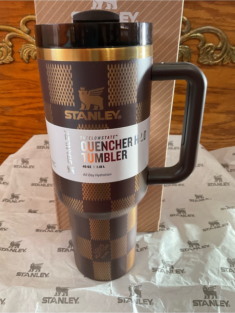 Stanley checkered Brown and Gold luxury